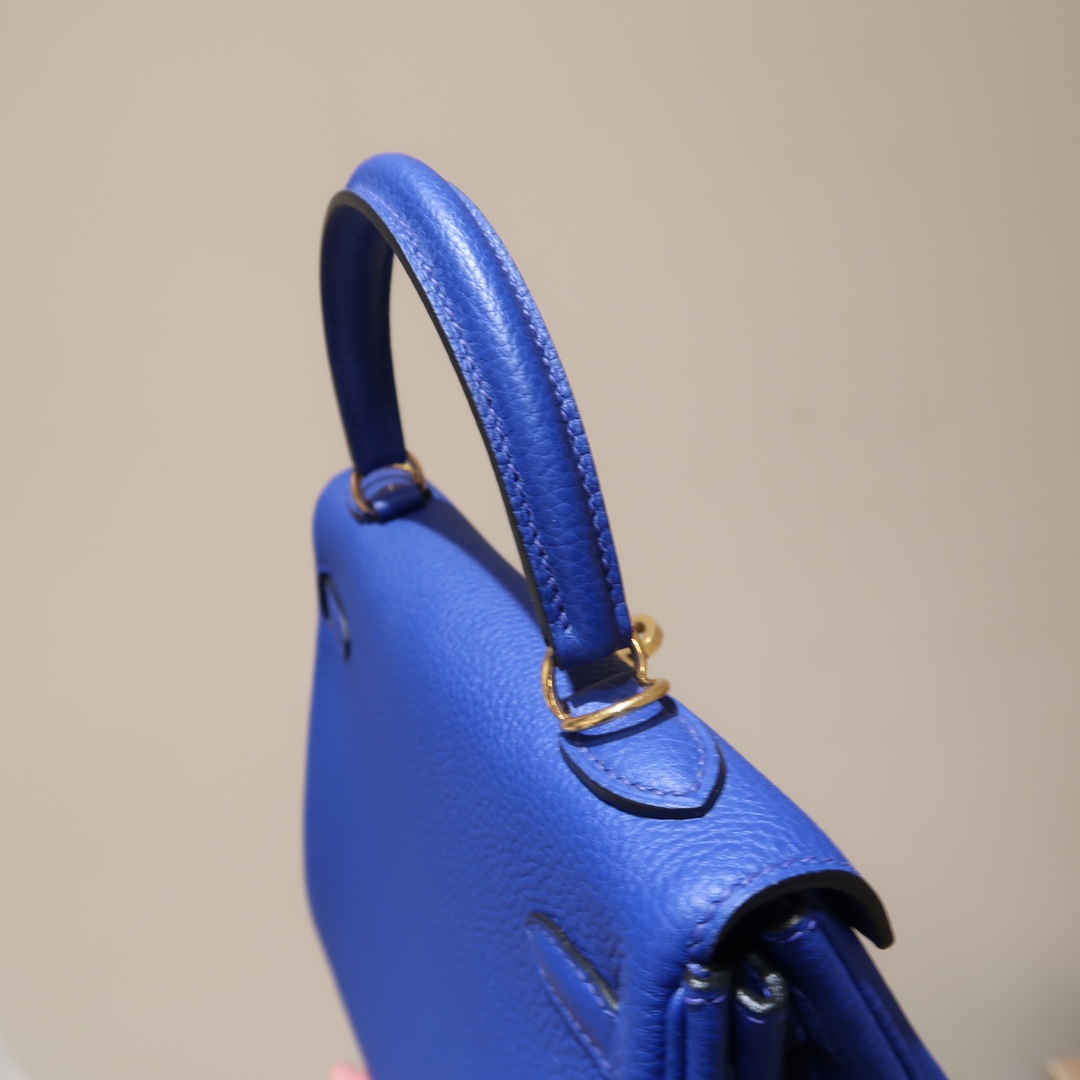 Hermes Kelly 25cm Handbag Shoulder Bag in Blue Togo Leather